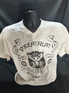 Premium Graphic Men's Shirt - White with Black Print-Atti premium-size L-#566
